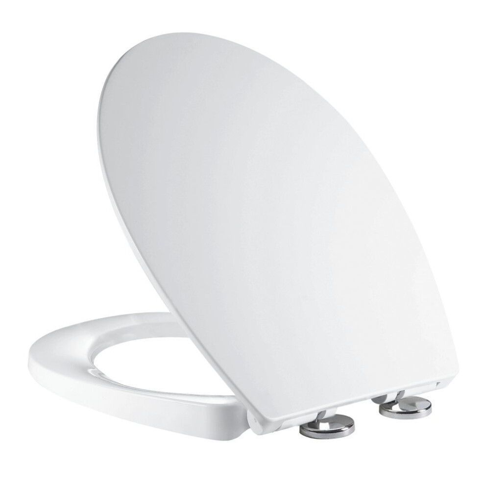 Soft Close Toilet Seat, Ergonomic Design with Quick Release Stainless Steel Hinges - Dual Fixing System