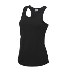 (Jet Black, M) AWDis Cool Girlie Womens Fitness Workout Gym Running Wicking Sleeveless Vest Top