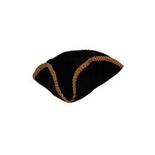 Black Pirate Hat with Gold Braid Trim - Default Title