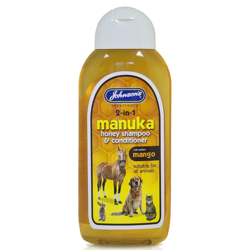 Johnson's Manuka Honey 2 in 1 Shampoo for Cat, Dog & All Animals 200ml