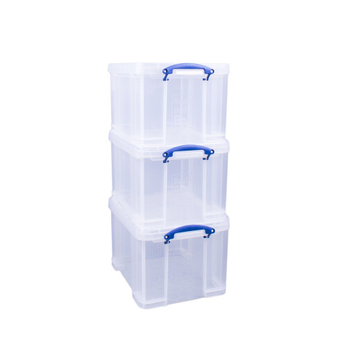 Really Useful 3 x 35 Litre Storage Box, Clear, Bonus Pack