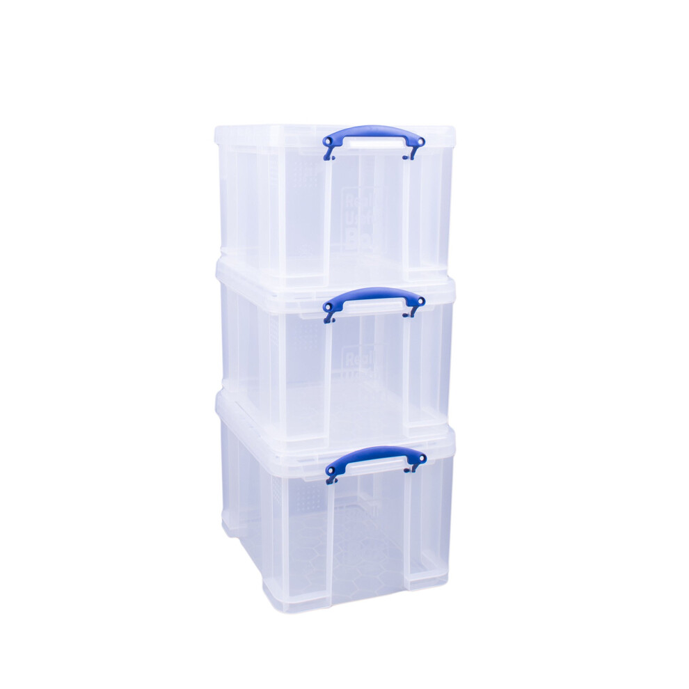 Really Useful 3 x 35 Litre Storage Box, Clear, Bonus Pack