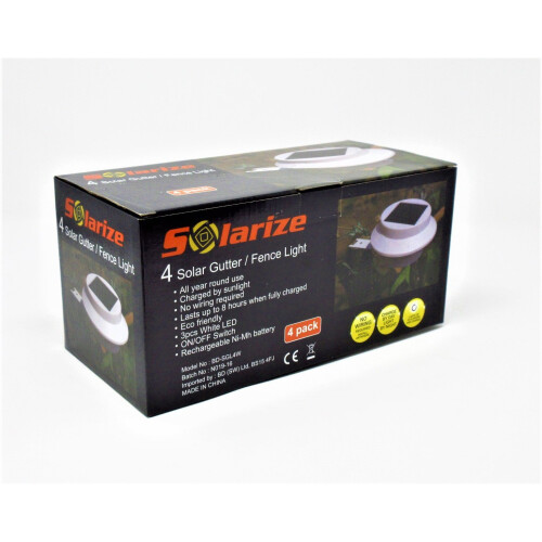 Solarize Set of 4 Gutter Fence Lights (White) 2
