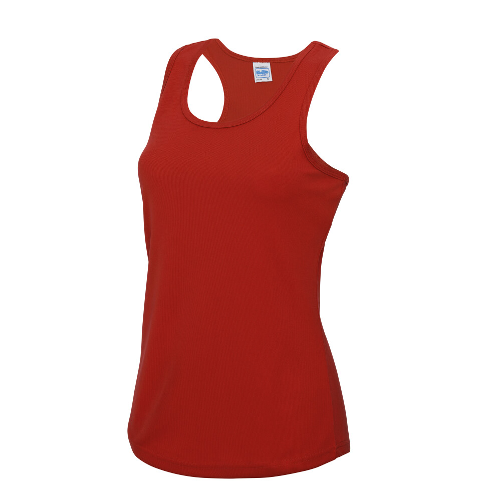 (Fire Red, S) AWDis Cool Girlie Womens Fitness Workout Gym Running Wicking Sleeveless Vest Top