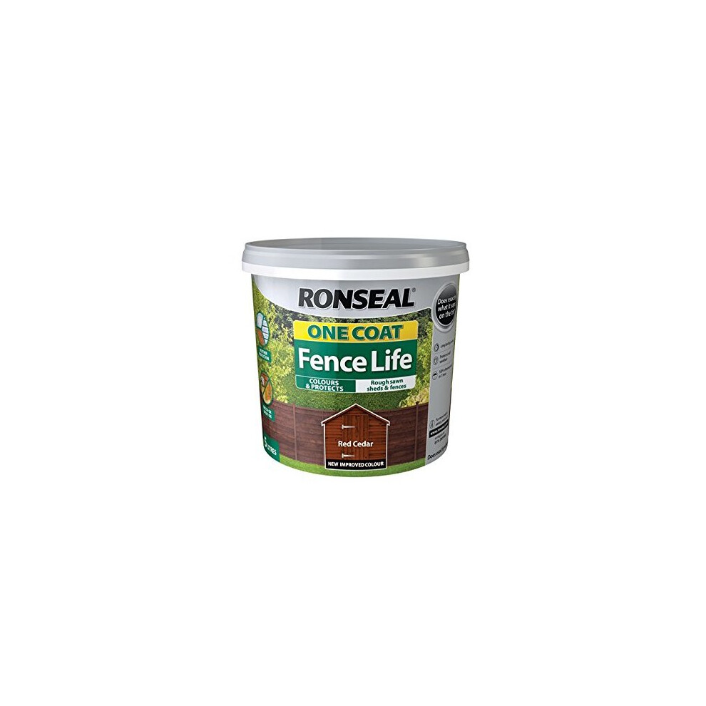 Ronseal RSLOCFLCE5L One Coat Fence Life, Red Cedar, 5 Litre