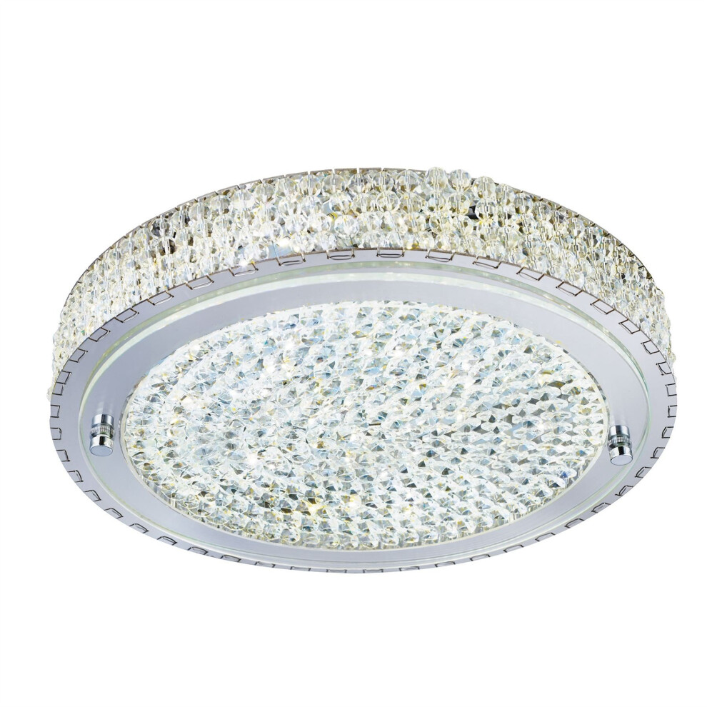 Searchlight Vesta 40cm LED Chrome Clear Crystal Centre Ceiling Flush Lighting