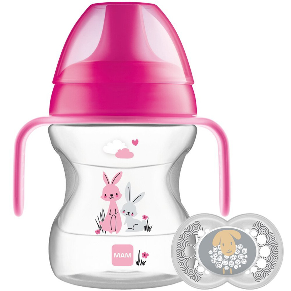 Mam Learn To Drink Cup And Soother, 6 Months, 190 Ml, Pink