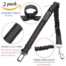 Just Pet Zone 2 Pack Premium Dog Car Seat Belt, Adjustable Leads Harness for Cars Vehicle Elastic Nylon Bungee Buffer to prevent your puppy from...