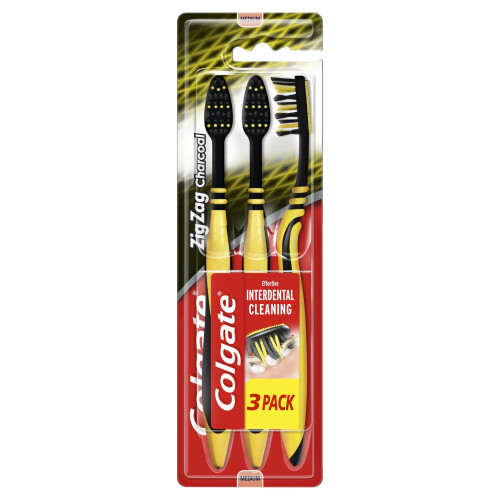 Colgate Colgate Zigzag Black Charcoal Toothbrush Triple Pack