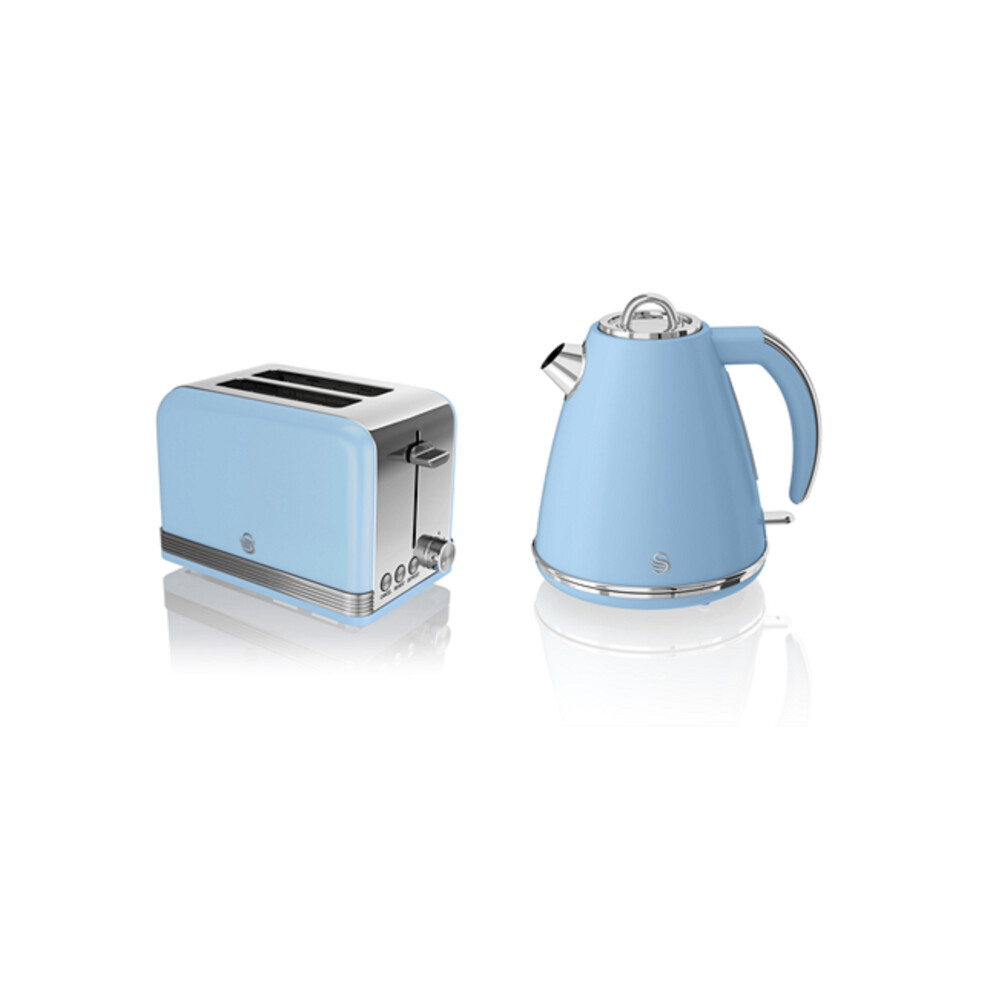 Swan Retro Twin Pack 1.5L Jug Kettle & 2 Slice Toaster in Blue