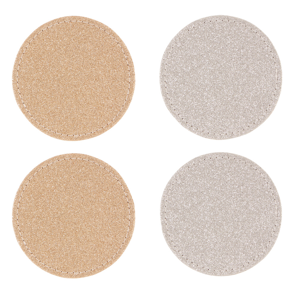 Premier Housewares Reversible Gold And Silver Glitter Coasters Silver,Gold