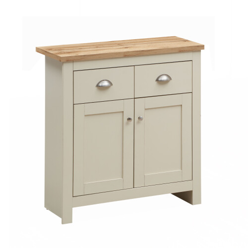 Timber Art Design UK Lisbon Compact 2 Doors 2 Drawer Sideboard Storage Cupboard Cream Oak 1