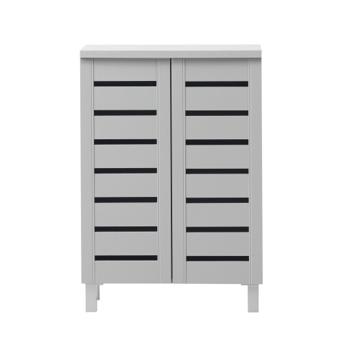 Timber Art Design UK 4 Tier Shoe Storage Cabinet 2 Door Cupboard Stand Rack Unit Grey 2