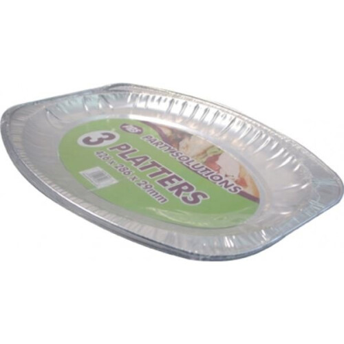 Medium 3-Pack Disposable Foil Serving Platters for Parties, Catering & Events