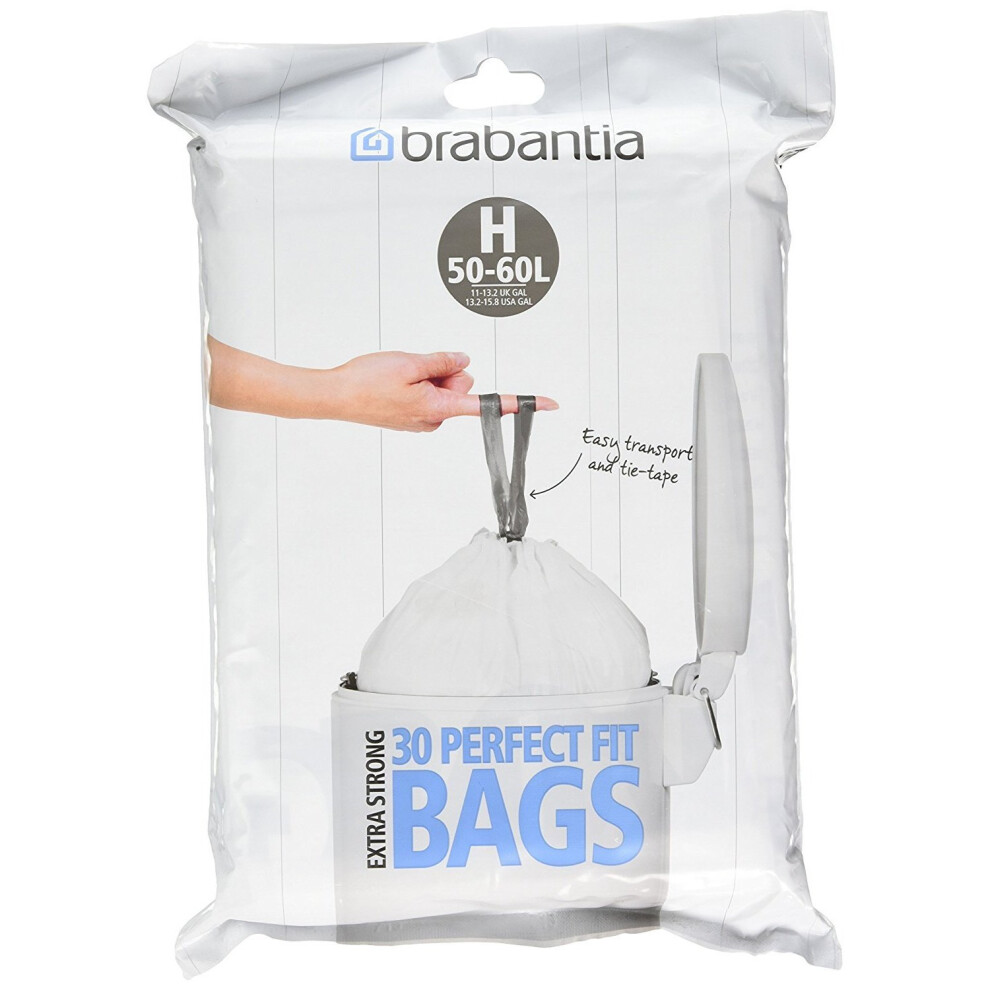 Brabantia Bin Liners, Size H, 50-60 L - 30 Bags (3 Pack)