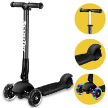 Banne 3 Rad-Roller, höhenverstellbar faltbar montieren frei glatte Fahrt lehnen, um Kick Scooter mit blinkenden PU-Rad unterstützt 110lbs...
