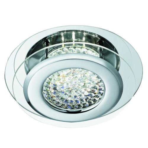 Searchlight Vesta Chrome LED Flush Ceiling Light Fitting Modern Crystal Centre Decoration