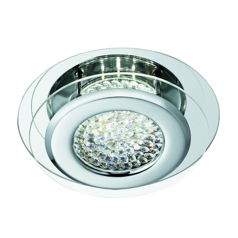 Vesta Chrome LED Flush Ceiling Light Fitting Modern Crystal Centre Decoration
