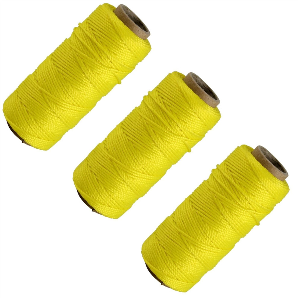 3 X Yellow 70M Builders Building Brick Laying Measuring Masonry Rope String Line-image-OPC-PNDX9G-NEW