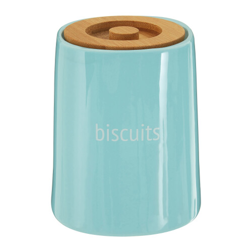 Premier Housewares Fletcher Biscuit Canister With Bamboo Lid, Blue