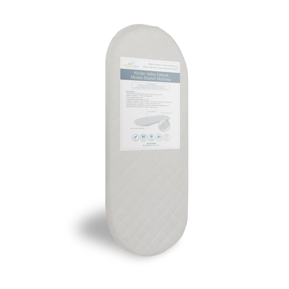 Kinder Flow Half Quilted Pod Moses Basket Mattress | 72cm x 26.5cm