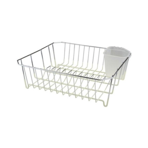 32X36Cm Chrome Dish Drainer Silicone Coating With Plastic Cutlery Draining Caddy