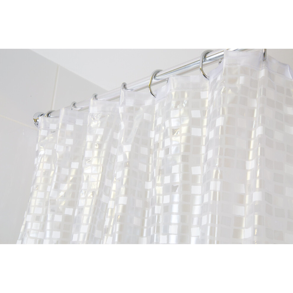 Croydex Silver Mosaic Fully Waterproof PVC Shower Curtain