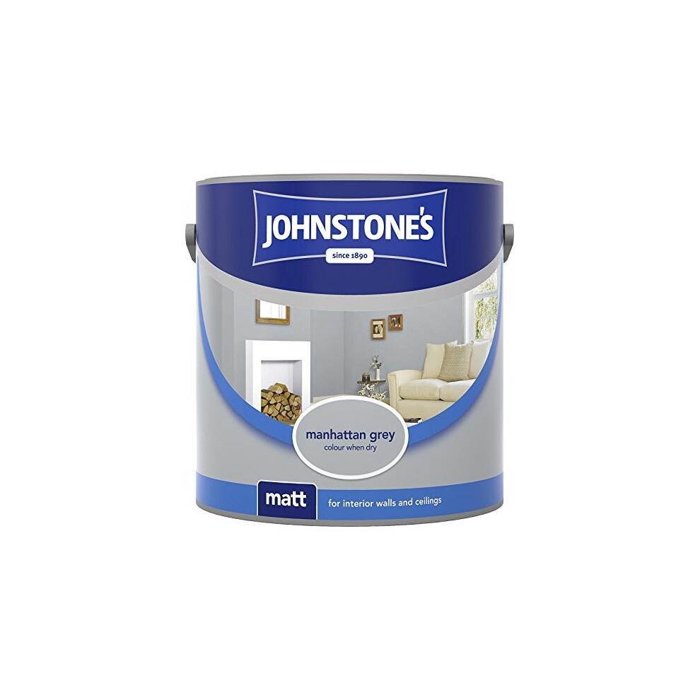 (Manhattan Grey, 2.5L) Johnstone's Matt Emulsion | Matt Wall Paint