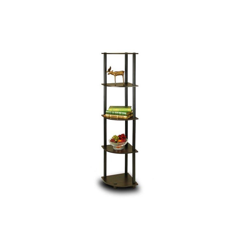 Furinno Turn-N-Tube 5 Tier Corner Display Rack Multipurpose Shelving Unit, Espresso & Black - 57.7 X 11.6 X 11.6 In. 736211515995