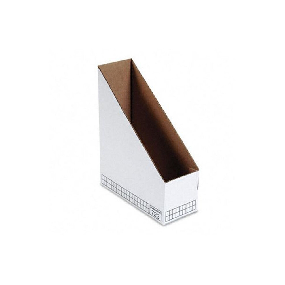 Fellowes 10723 Corrugated Cardboard Magazine File  3-7/8 x 9-1/4 x 11-3/4  White  12/Ctn