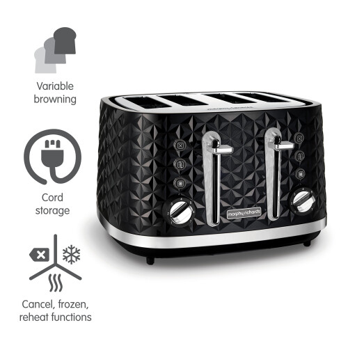 Morphy Richards Morphy Richards Vector 4 Slice Toaster 248131 Black Four Slice Toaster Black Toaster 2