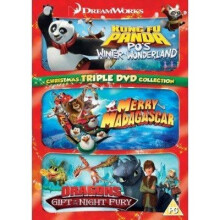 KUNG FU PANDA , MERRY MADAGASCAR , DRAGONS GIFT OF THE NIGHT FURY DVD BOXSET UK RELEASE