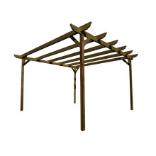 (1.8m x 3m (4 posts), Celtic) Garden Wooden Pergola Kit - Rustic Brown - 9 Designs