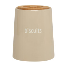 Chic Design Beige Ceramic Biscuit Canister, Functional Design Canister, Durable Canister For Ingredients