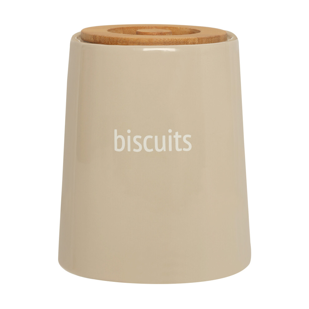 Chic Design Beige Ceramic Biscuit Canister, Functional Design Canister, Durable Canister For Ingredients