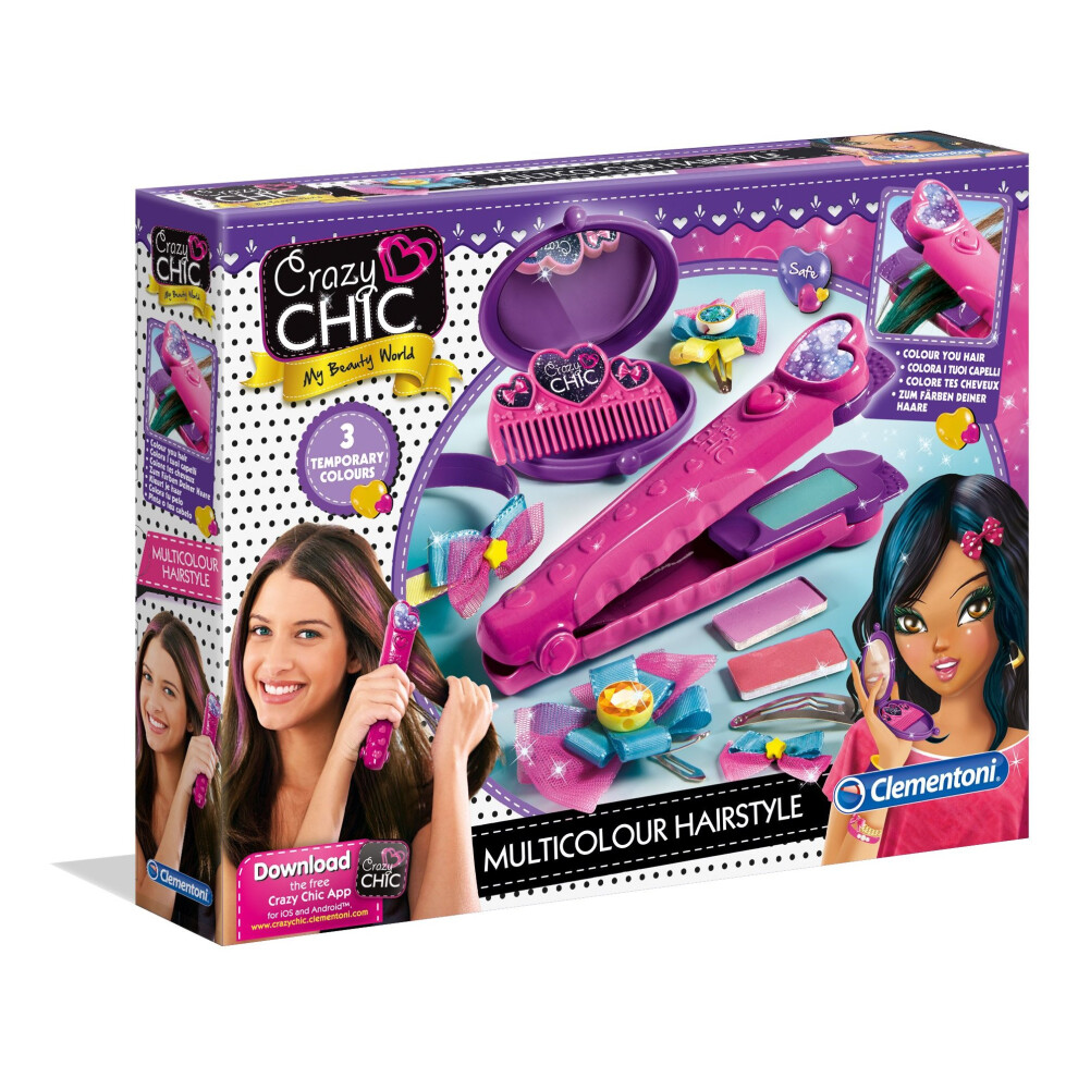 Clementoni 15225 Crazy Chic Hair Straightener, Unisex-Child, Multi-Coloured