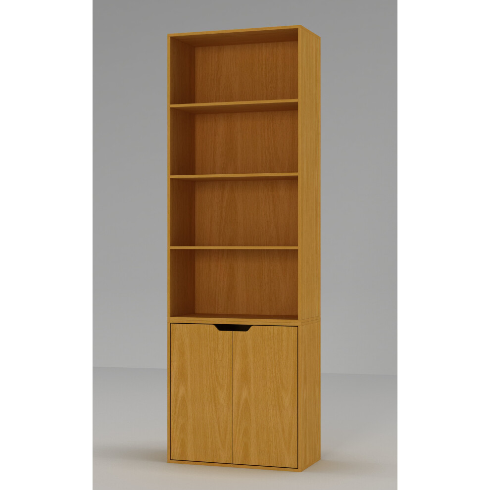 (Beech) 6 Tier With 2 Door | Bookcase Set