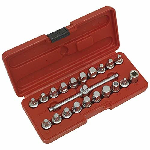 Sealey Sealey AK6586 Oil Drain Plug Key Set 21pc 3/8"Sq Drive