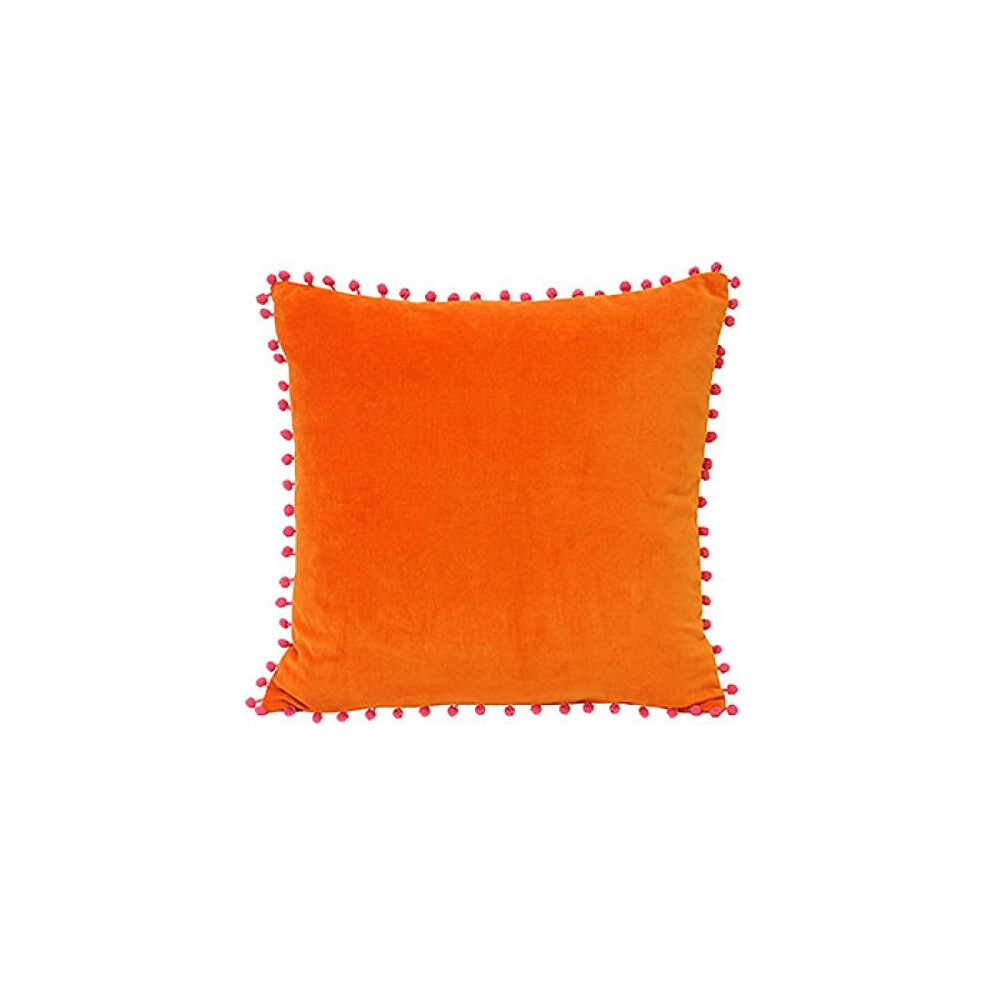 Riva Home Velvet Pompom Cushion Cover (45x45cm) (Orange/Fuchsia)