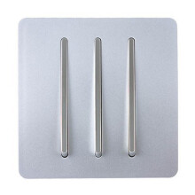 Trendi Switch ART-SS6SI 10 A Trendi 3 Gang 2 Way Artistic Modern Glossy Rocker Tactile Light Switch - Silver