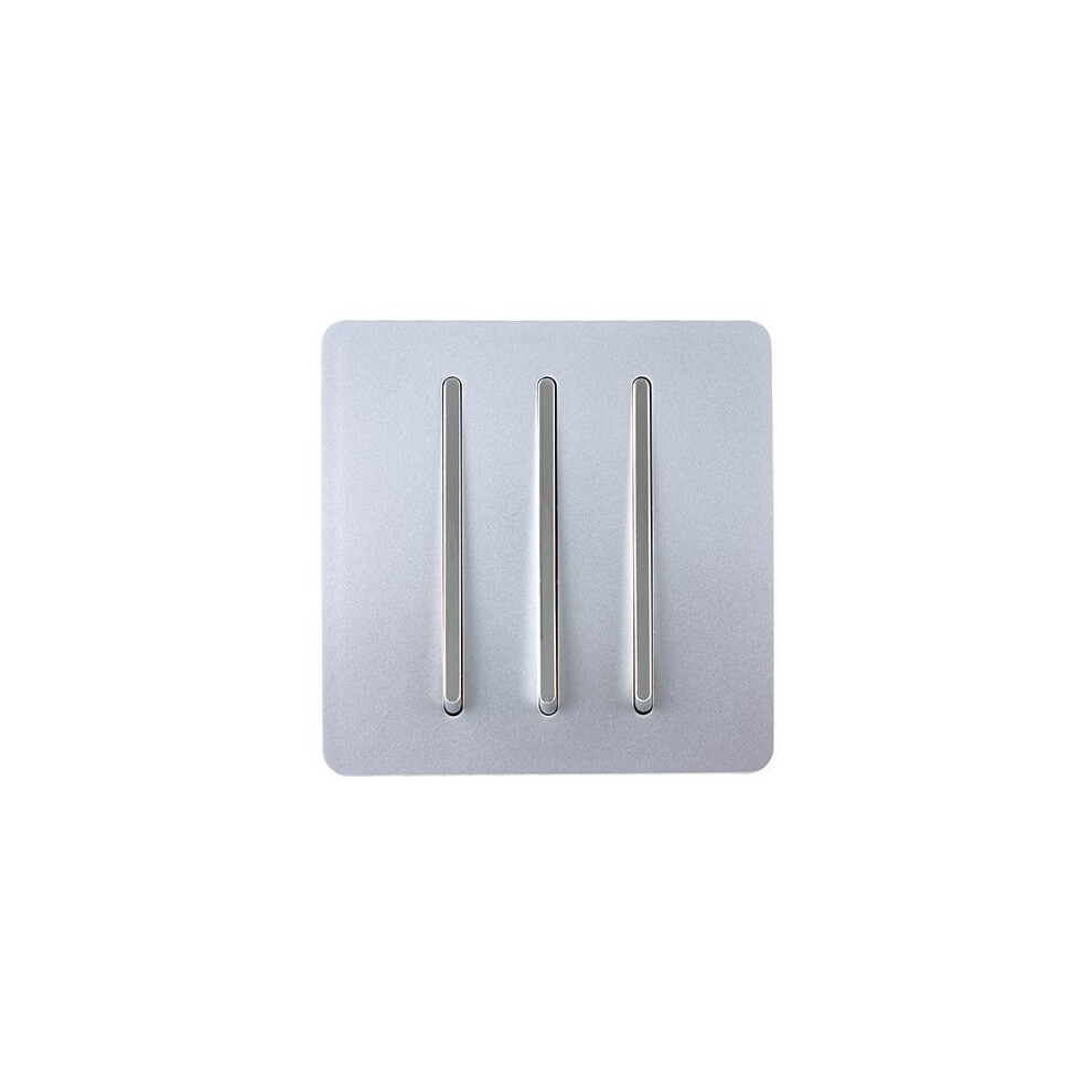 Trendi Switch ART-SS6SI 10 A Trendi 3 Gang 2 Way Artistic Modern Glossy Rocker Tactile Light Switch - Silver