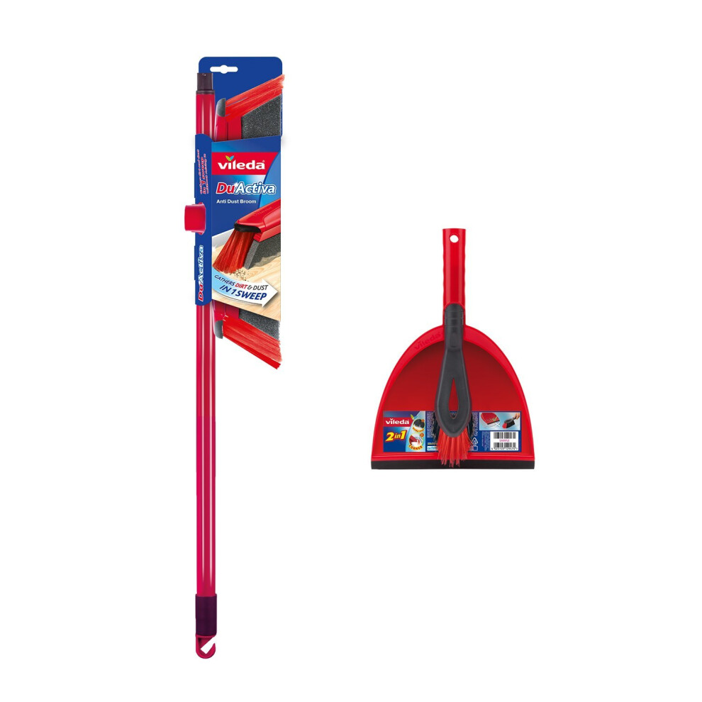 Vileda DuActiva 2-in-1 Anti-Dust Broom Plus Dustpan Set