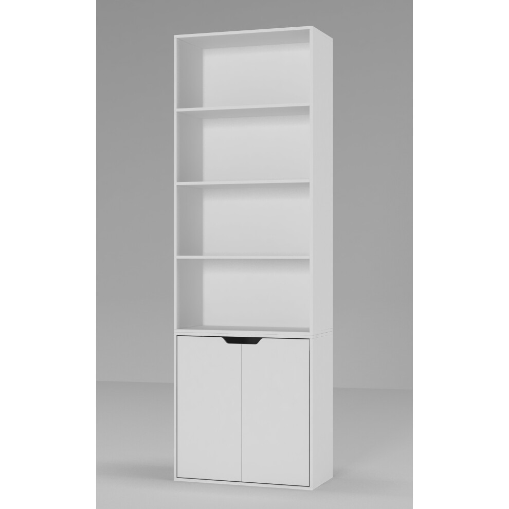 (White) 6 Tier With 2 Door | Bookcase Set