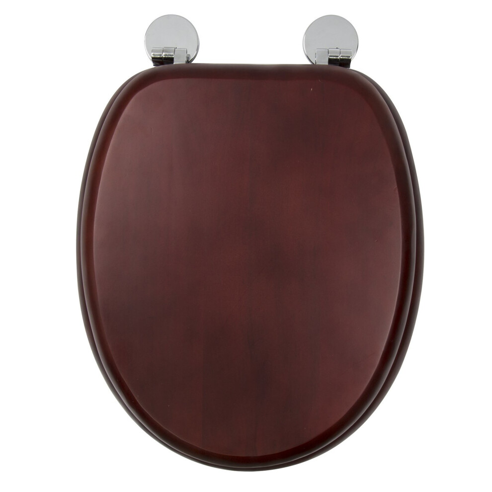 Croydex Flexi-Fix Davos Always Fits Never Slips Toilet Seat, Wood, Mahogany Effect, 43 x 36.5 x 6 cm