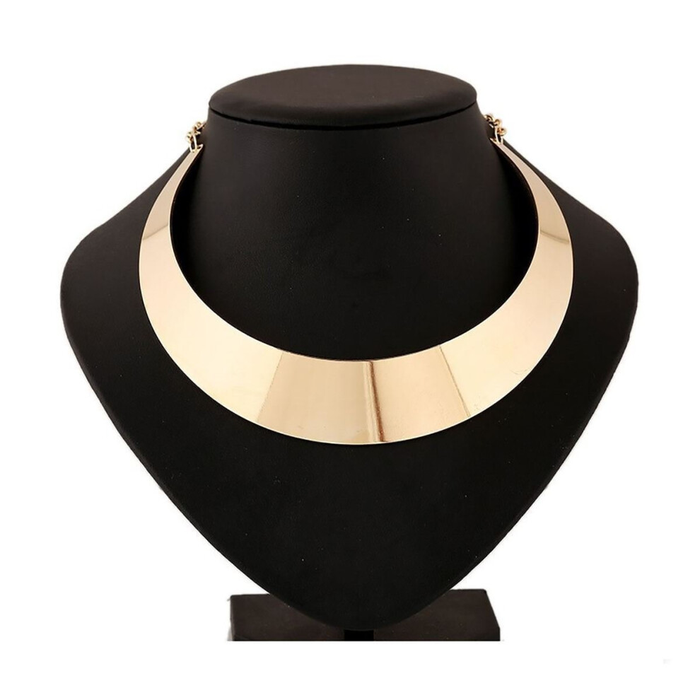 Charles William Women's Girls Fashion Rock Chic Choker Collar Necklace Plated Bib Torque Gold