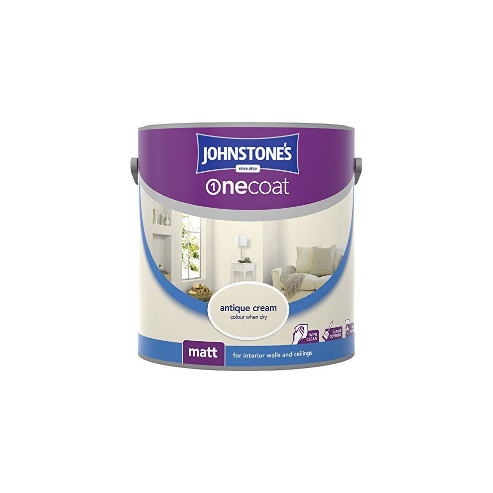 (Antique Cream) Johnstone's One Coat Matt Emulsion Paint - 2.5L