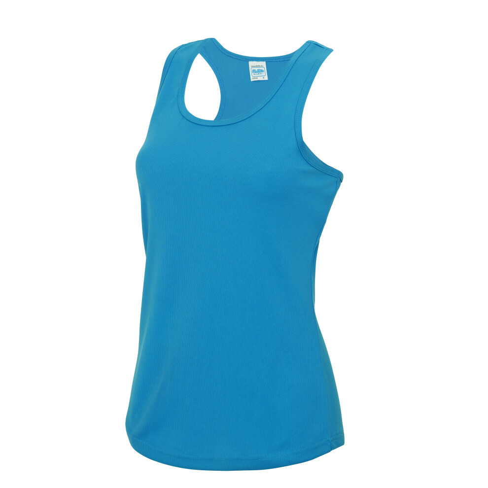 (Sapphire Blue, XL) AWDis Cool Girlie Womens Fitness Workout Gym Running Wicking Sleeveless Vest Top