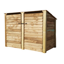 (6ft, Light Green) Wooden Log Store With Doors And Kindling Shelf - Reversed Roof (L-227cm, H-126cm / 180cm, W-81cm)