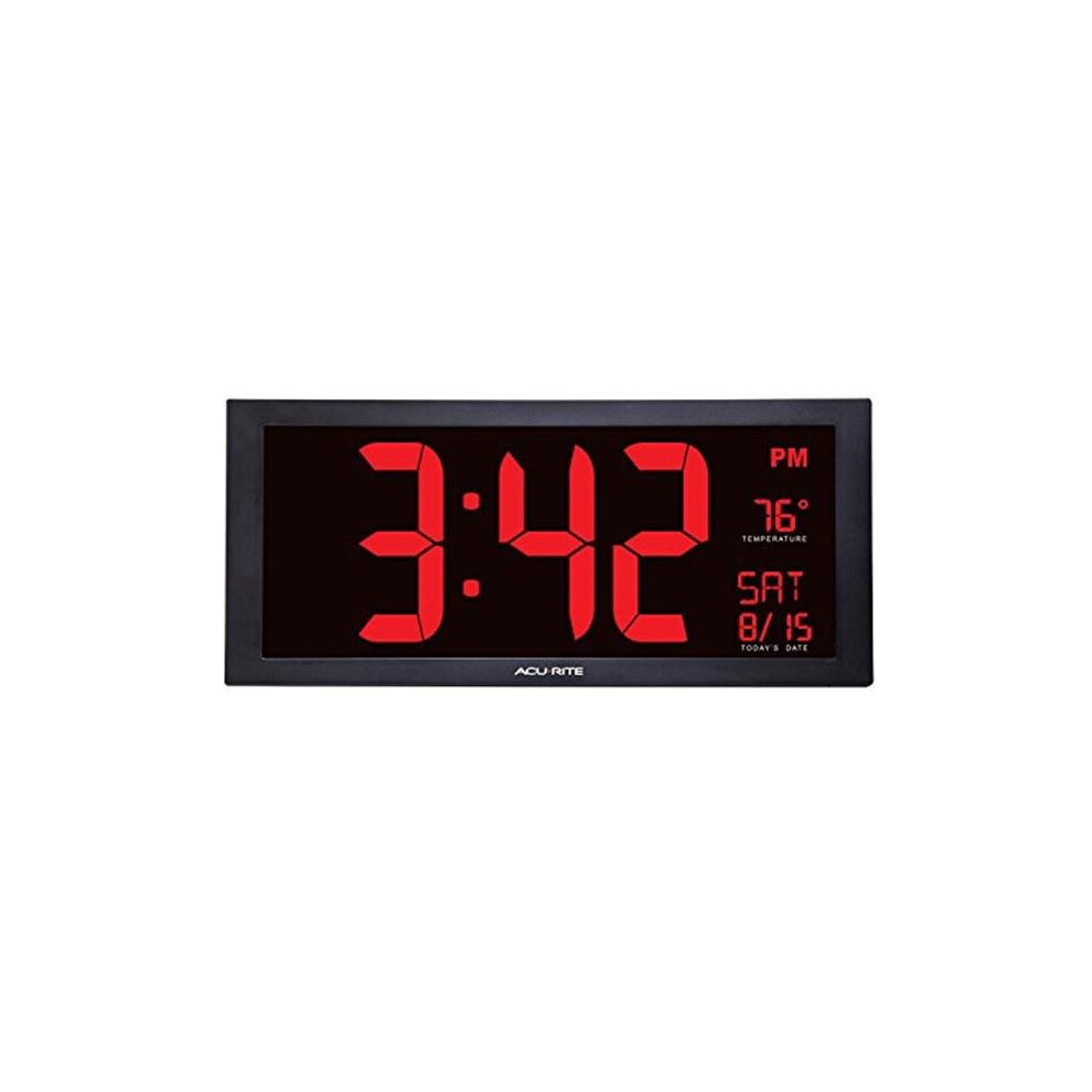 Chaney Instruments 75100MA1 AcuRite Oversized LED Digital Clock with Indoor Temperature, 18 in.