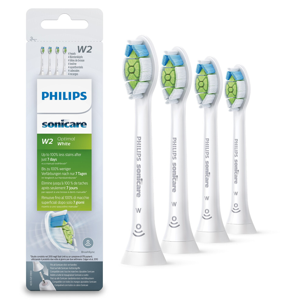 Philips Sonicare Optimal White BrushSync Enabled Replacement Brush Heads, 4pk, White - HX6064/12